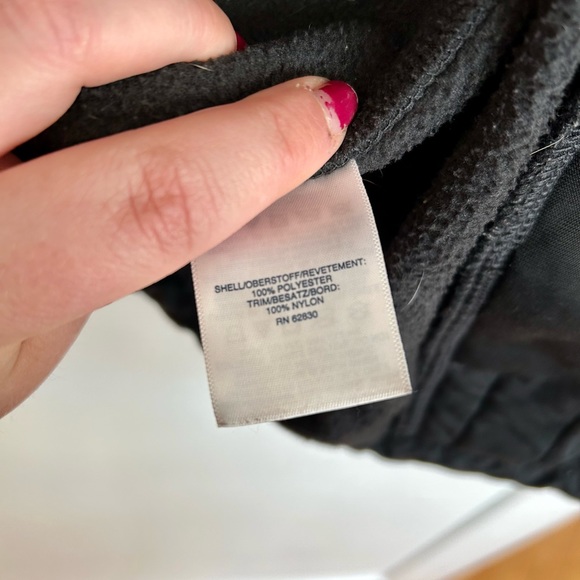 Lands End black fleece jacket with hood, size L (14-16) - Picture 8 of 9